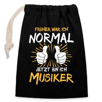 Dicton musicien - Sac cadeau en coton avec cordon (14 x 20 cm) - noir - Devant