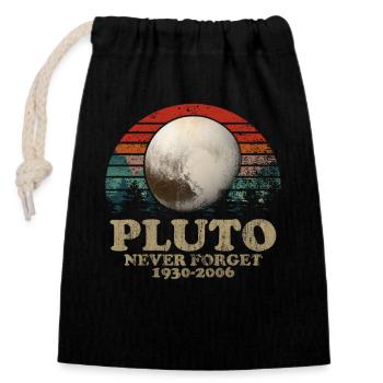 Never Forget Pluto Vintage Retro Space Design - Verschließbarer Geschenkbeutel aus Baumwolle (14x20cm) - Schwarz - Vorne