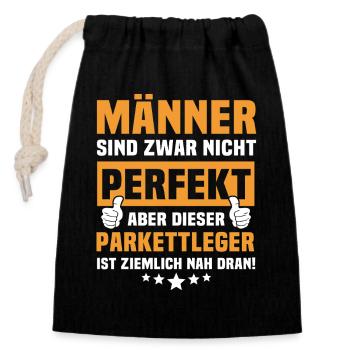 Funny parquet layers sayings - Closable cotton gift bag (14x20cm) - black - Front
