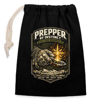 Abri survivaliste Prepper Eau de feu - Sac cadeau en coton avec cordon (14 x 20 cm) - noir - Devant