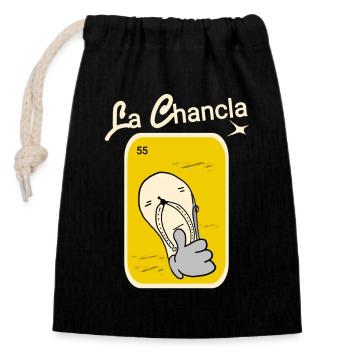 Slippers funny - Closable cotton gift bag (14x20cm) - black - Front