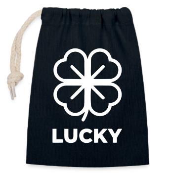 Symbole porte-bonheur à quatre feuilles - Sac cadeau en coton avec cordon (14 x 20 cm) - bleu marine - Devant