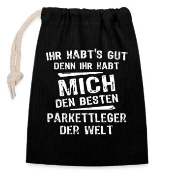 Parquet layer - Closable cotton gift bag (14x20cm) - black - Front