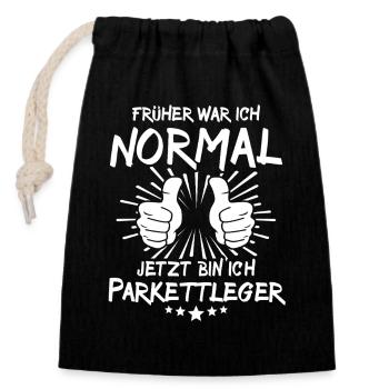 Parquet layer - Closable cotton gift bag (14x20cm) - black - Front