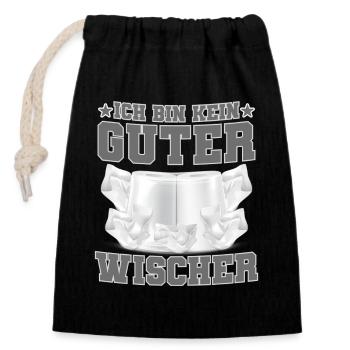 Papier toilette Je suis un bon serpillier - Sac cadeau en coton avec cordon (14 x 20 cm) - noir - Devant