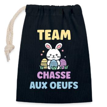 egg hunt - Closable cotton gift bag (14x20cm) - navy - Front