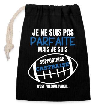 Supporter Rugby Castraise Humour - Closable cotton gift bag (14x20cm) - black - Front