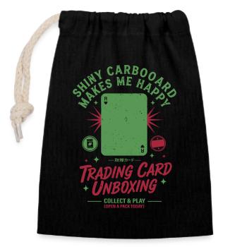 Shiny Carbooard Makes Me Happy Trading Card - Closable cotton gift bag (14x20cm) - black - Front