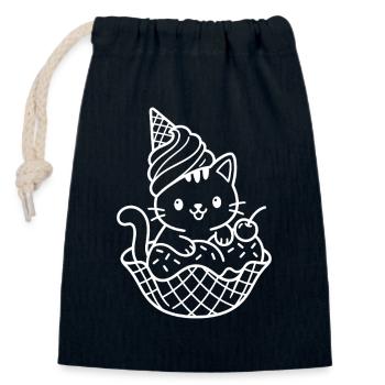 Kawaii Katze Eiscreme - Verschließbarer Geschenkbeutel aus Baumwolle (14x20cm) - Navy - Vorne