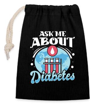 Diabetes type 1 diabetic - Closable cotton gift bag (14x20cm) - black - Front