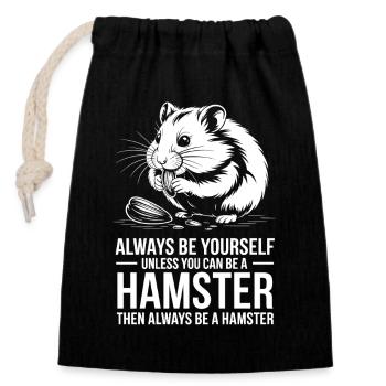 Hamster Sprüche Hamster Lustiges Hamster Geschenk  - Verschließbarer Geschenkbeutel aus Baumwolle (14x20cm) - Schwarz - Vorne
