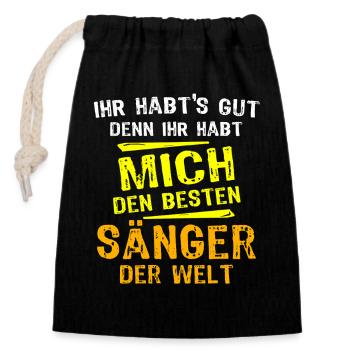 Singer Gift - Closable cotton gift bag (14x20cm) - black - Front