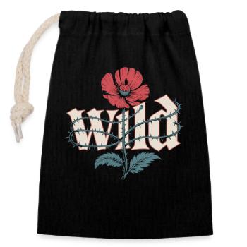 Chemise de fleurs sauvages avec motif de pavot - Sac cadeau en coton avec cordon (14 x 20 cm) - noir - Devant