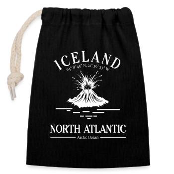 Iceland Volcano North Atlantic Souvenir Reykjavik - Closable cotton gift bag (14x20cm) - black - Front