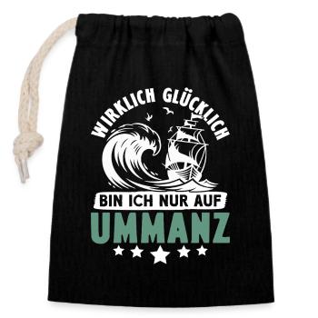 Baltic Sea holiday I'M ONLY REALLY HAPPY ON - Closable cotton gift bag (14x20cm) - black - Front
