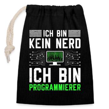 Ordinateur Je ne suis pas un nerd Je suis un programmeur - Sac cadeau en coton avec cordon (14 x 20 cm) - noir - Devant