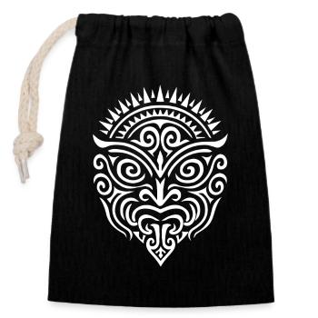 Fan de rugby néo-zélandais de Haka Maori Dance Maori - Sac cadeau en coton avec cordon (14 x 20 cm) - noir - Devant