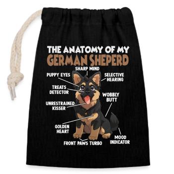 Propriétaire de berger allemand T Shepherd - Sac cadeau en coton avec cordon (14 x 20 cm) - noir - Devant