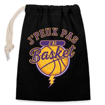 I can't I have Basketball - Closable cotton gift bag (14x20cm) - black - Front