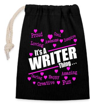 T-shirt artistique Pink Hearts Positive Inspirational Words - Sac cadeau en coton avec cordon (14 x 20 cm) - noir - Devant