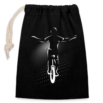 Unicycle | Descendance freestyle en monocycle - Sac cadeau en coton avec cordon (14 x 20 cm) - noir - Devant