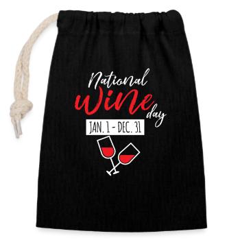 National Wine Day Celebration Design - Verschließbarer Geschenkbeutel aus Baumwolle (14x20cm) - Schwarz - Vorne