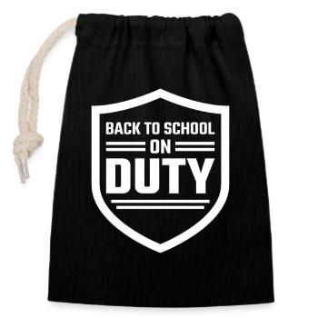 Officier des ressources scolaires Sro École des officiers de campus - Sac cadeau en coton avec cordon (14 x 20 cm) - noir - Devant