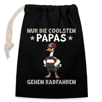 Papa Oie à vélo - Fête des pères cycliste - Sac cadeau en coton avec cordon (14 x 20 cm) - noir - Devant