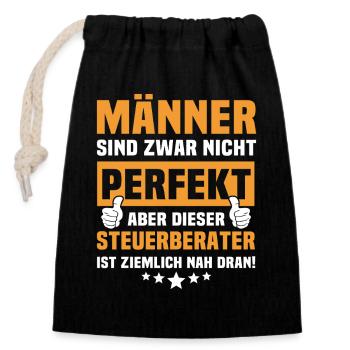 Lustige Steuerberater Sprüche - Verschließbarer Geschenkbeutel aus Baumwolle (14x20cm) - Schwarz - Vorne