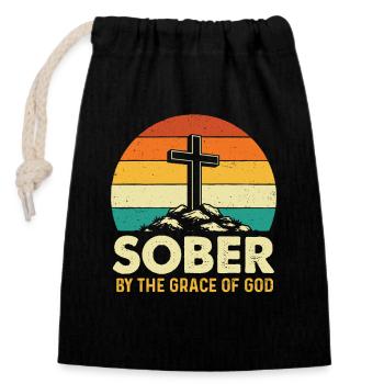 Sober By The Grace Of God Recovery AA NA - Verschließbarer Geschenkbeutel aus Baumwolle (14x20cm) - Schwarz - Vorne