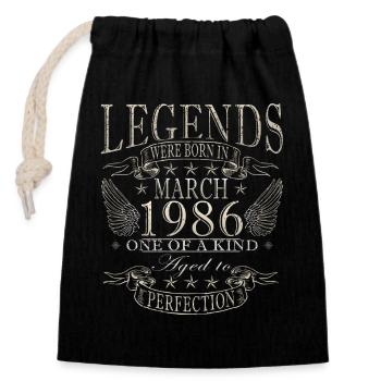40e anniversaire mars 1986 - Sac cadeau en coton avec cordon (14 x 20 cm) - noir - Devant
