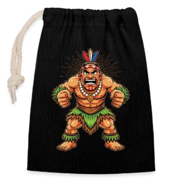 Maori Polynesian New Zealand - Closable cotton gift bag (14x20cm) - black - Front