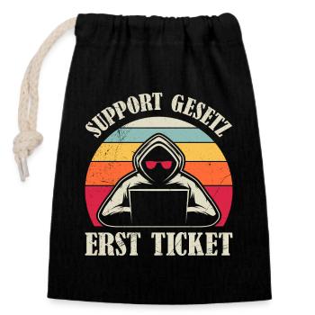 Computer Science Coder SUPPORT GESETZ ERST TICKET - Verschließbarer Geschenkbeutel aus Baumwolle (14x20cm) - Schwarz - Vorne