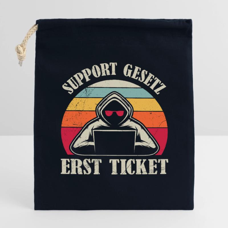 Computer Science Coder SUPPORT LAW FIRST TICKET Closable cotton gift bag (14x20cm)