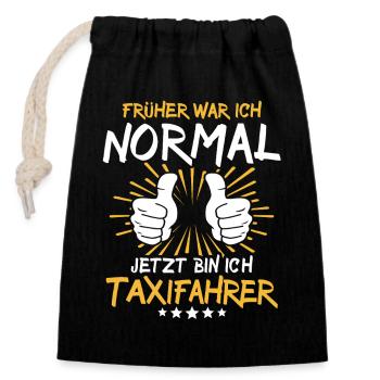 Taxifahrer Spruch - Verschließbarer Geschenkbeutel aus Baumwolle (14x20cm) - Schwarz - Vorne