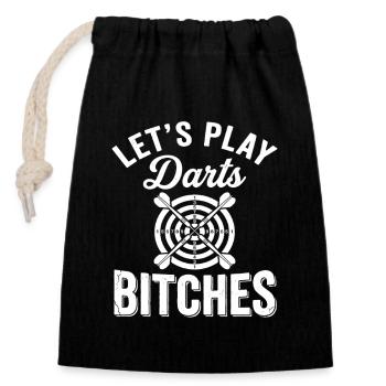Let's Play Darts Bitches lustige Dartspielerin - Verschließbarer Geschenkbeutel aus Baumwolle (14x20cm) - Schwarz - Vorne