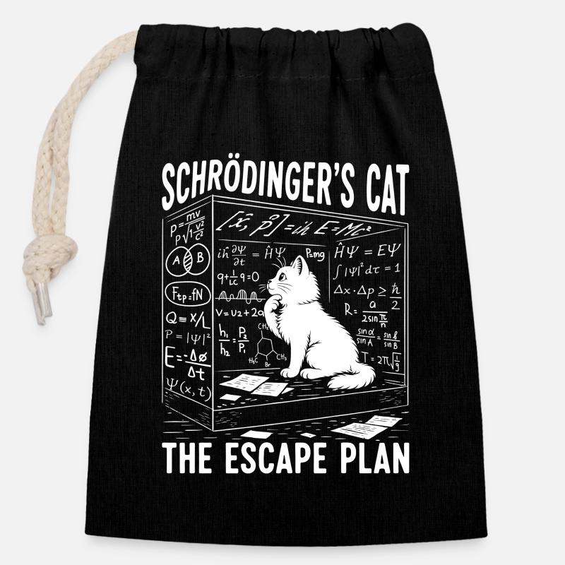 Schrödingers Cat The Escape Plan - Verschließbarer Geschenkbeutel aus Baumwolle (14x20cm) - Schwarz