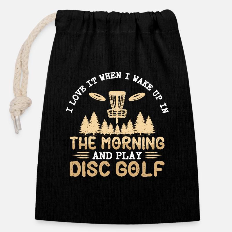 Disc Golf Gifts Disc Golf - Closable cotton gift bag (14x20cm) - black