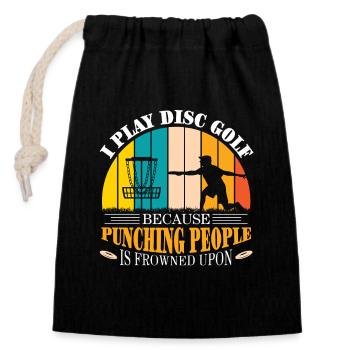 Cadeaux de disc golf Disc Golf - Sac cadeau en coton avec cordon (14 x 20 cm) - noir - Devant