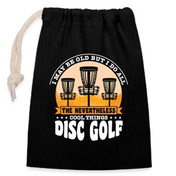 Cadeaux de disc golf Disc Golf - Sac cadeau en coton avec cordon (14 x 20 cm) - noir - Devant