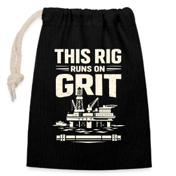 Offshore-bohrer-rig-bohrer Bohrboden Offshore - Verschließbarer Geschenkbeutel aus Baumwolle (14x20cm) - Schwarz - Vorne