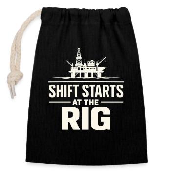 Offshore-bohrer-rig-bohrer Bohrboden Offshore - Verschließbarer Geschenkbeutel aus Baumwolle (14x20cm) - Schwarz - Vorne