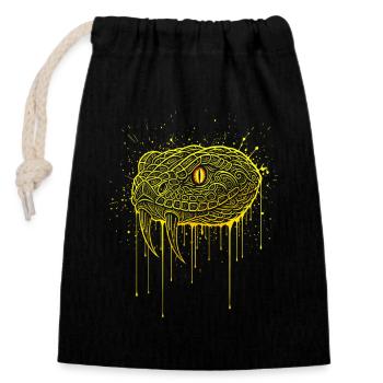 Tête de serpent serpent de vipère dorée - Sac cadeau en coton avec cordon (14 x 20 cm) - noir - Devant
