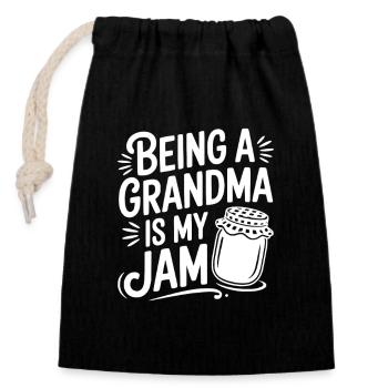 Being a Grandma is My Jam - Closable cotton gift bag (14x20cm) - black - Front