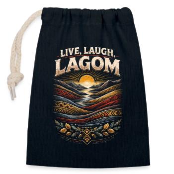 Scandinavian Viking Live Laugh Lagom - Closable cotton gift bag (14x20cm) - navy - Front