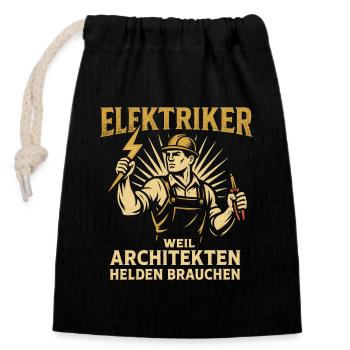 Electrician Shirt for Craftsman with Pride - Closable cotton gift bag (14x20cm) - black - Front