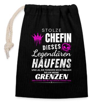 Stolze Chefin legendärer Haufen Chefin Geschenke - Verschließbarer Geschenkbeutel aus Baumwolle (14x20cm) - Schwarz - Vorne