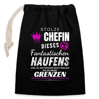 Stolze Chefin fantastisch Haufen Chefin Geschenke - Verschließbarer Geschenkbeutel aus Baumwolle (14x20cm) - Schwarz - Vorne