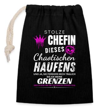 Stolze Chefin chaotischer Haufen Chefin Geschenke - Verschließbarer Geschenkbeutel aus Baumwolle (14x20cm) - Schwarz - Vorne