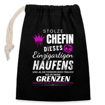 Stolze Chefin einzigartig Haufen Chefin Geschenke - Verschließbarer Geschenkbeutel aus Baumwolle (14x20cm) - Schwarz - Vorne